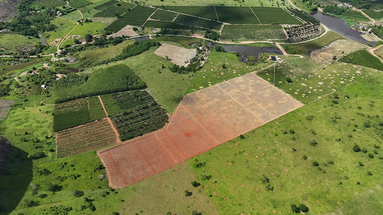 Visão aérea da fazenda